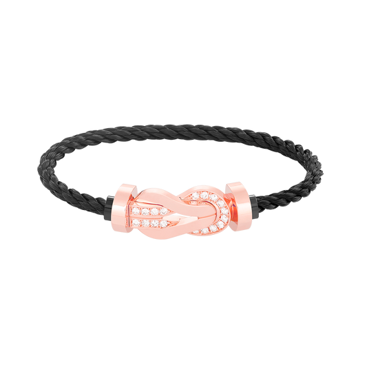 [moco jewelrys]CHANCE LARGE 8 FIGURE BUCKLE HALF DIAMOND BRACELET ROSE GOLD