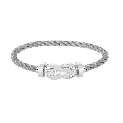 [moco jewelrys]CHANCE LARGE 8 FIGURE BUCKLE HALF DIAMOND BRACELET SILVER