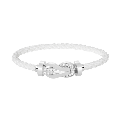 [moco jewelrys]CHANCE LARGE 8 FIGURE BUCKLE HALF DIAMOND BRACELET SILVER