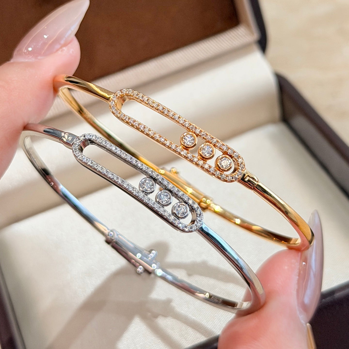 [moco jewelrys ]Move Pavé Diamond Bangle Bracelet M