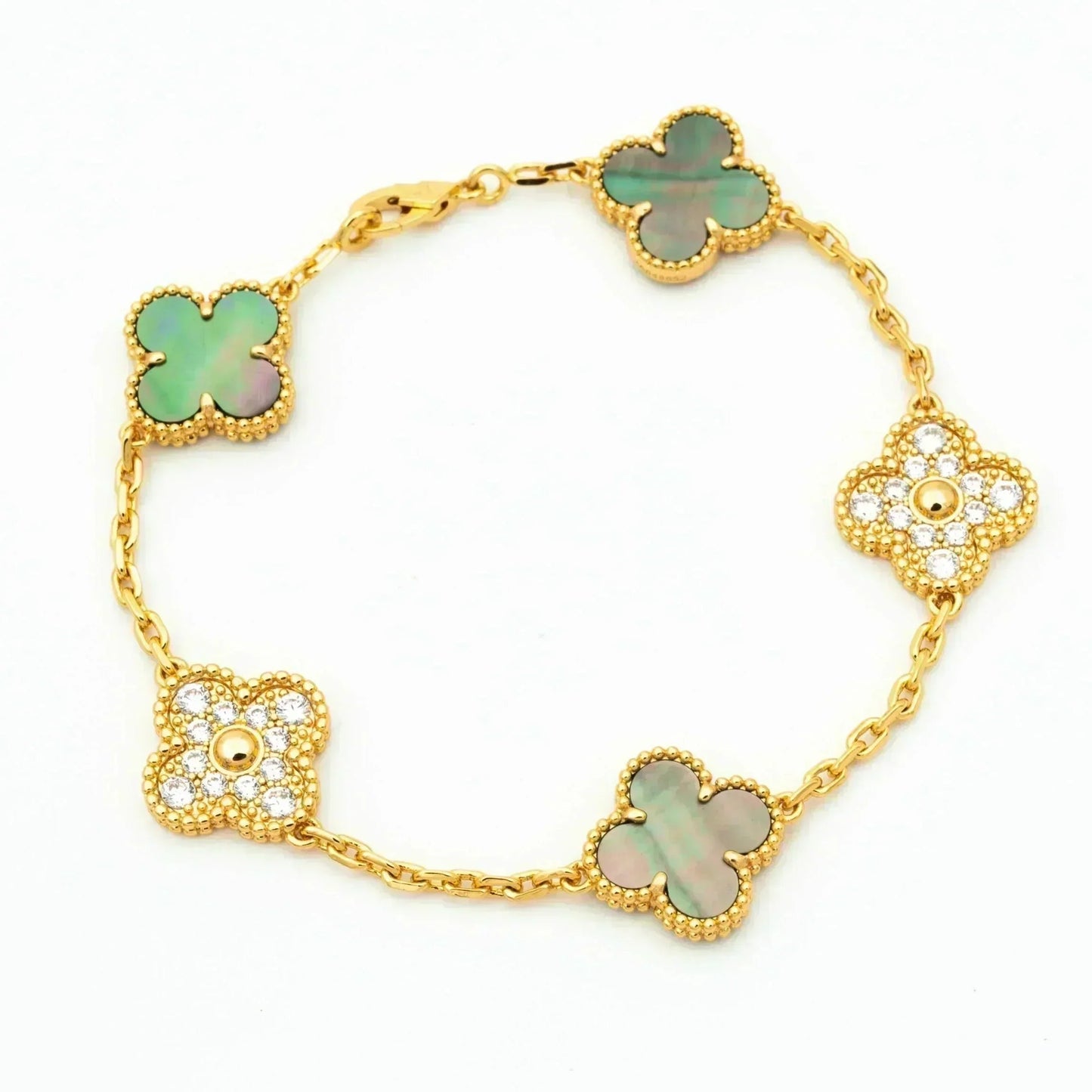 [Moco jewelrys] CLOVER 5 MOTIF GRAY MOP BRACELET COLLECTION