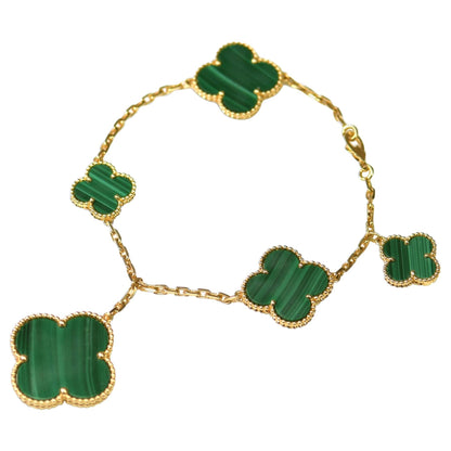 [moco jewelrys]MAGIC CLOVER MALACHITE GOLD BRACELET 5 MOTIFS