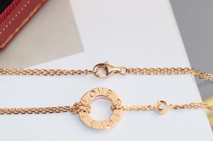 [moco jewelrys]LOVE NECKLACE ADJUSTABLE ROSE GOLD 2 DIAMOND