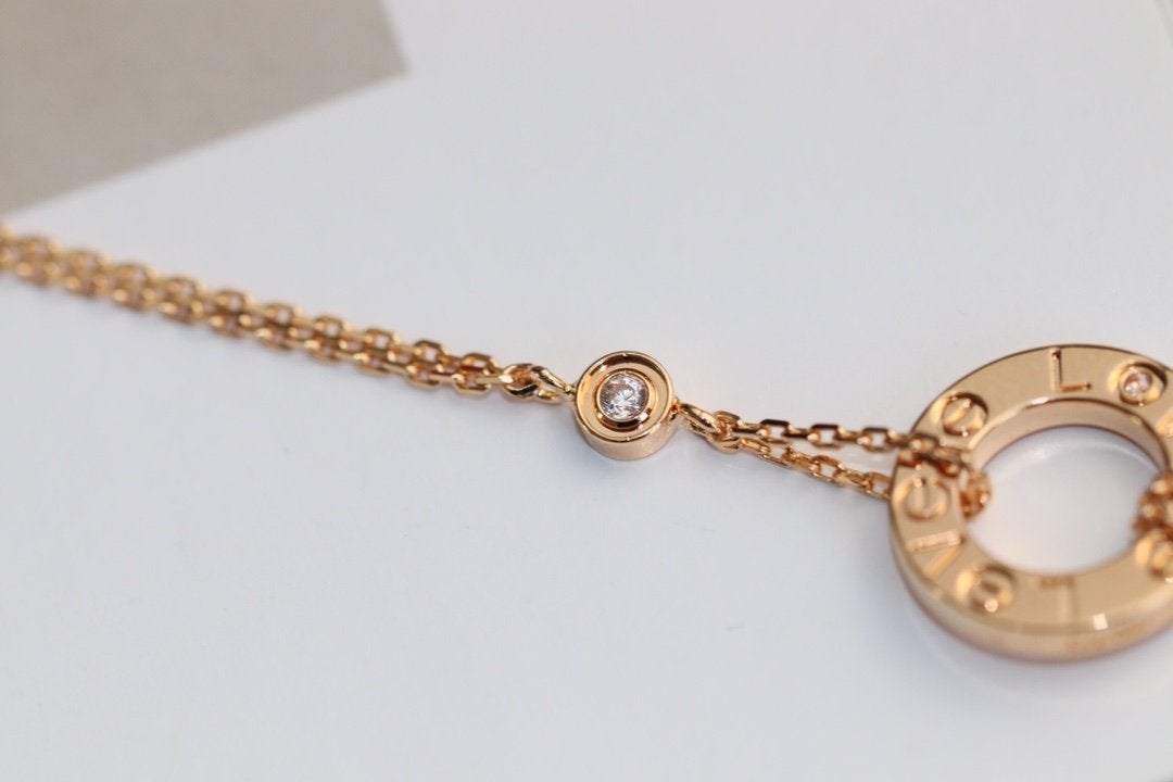 [moco jewelrys]LOVE NECKLACE ADJUSTABLE ROSE GOLD 2 DIAMOND