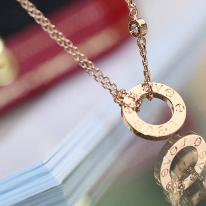 [moco jewelrys]LOVE NECKLACE ADJUSTABLE ROSE GOLD 2 DIAMOND