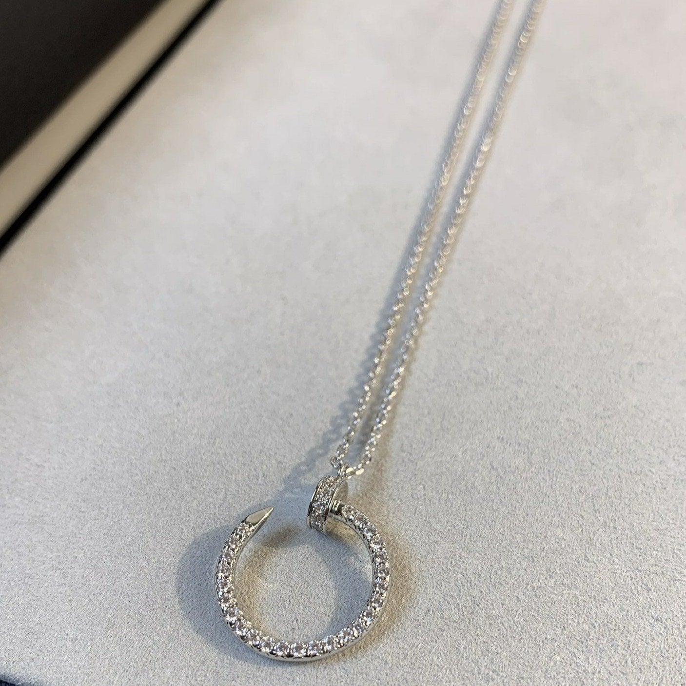 [moco jewelrys]JUSTE NECKLACE SILVER DIAMONDS