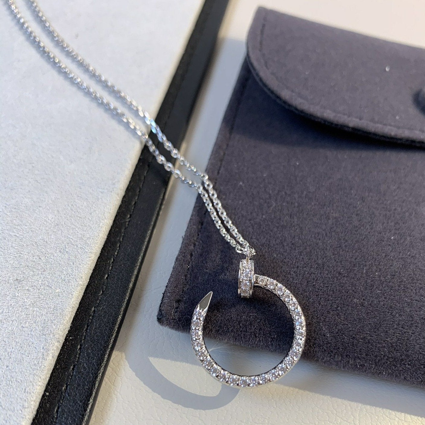 [moco jewelrys]JUSTE NECKLACE SILVER DIAMONDS