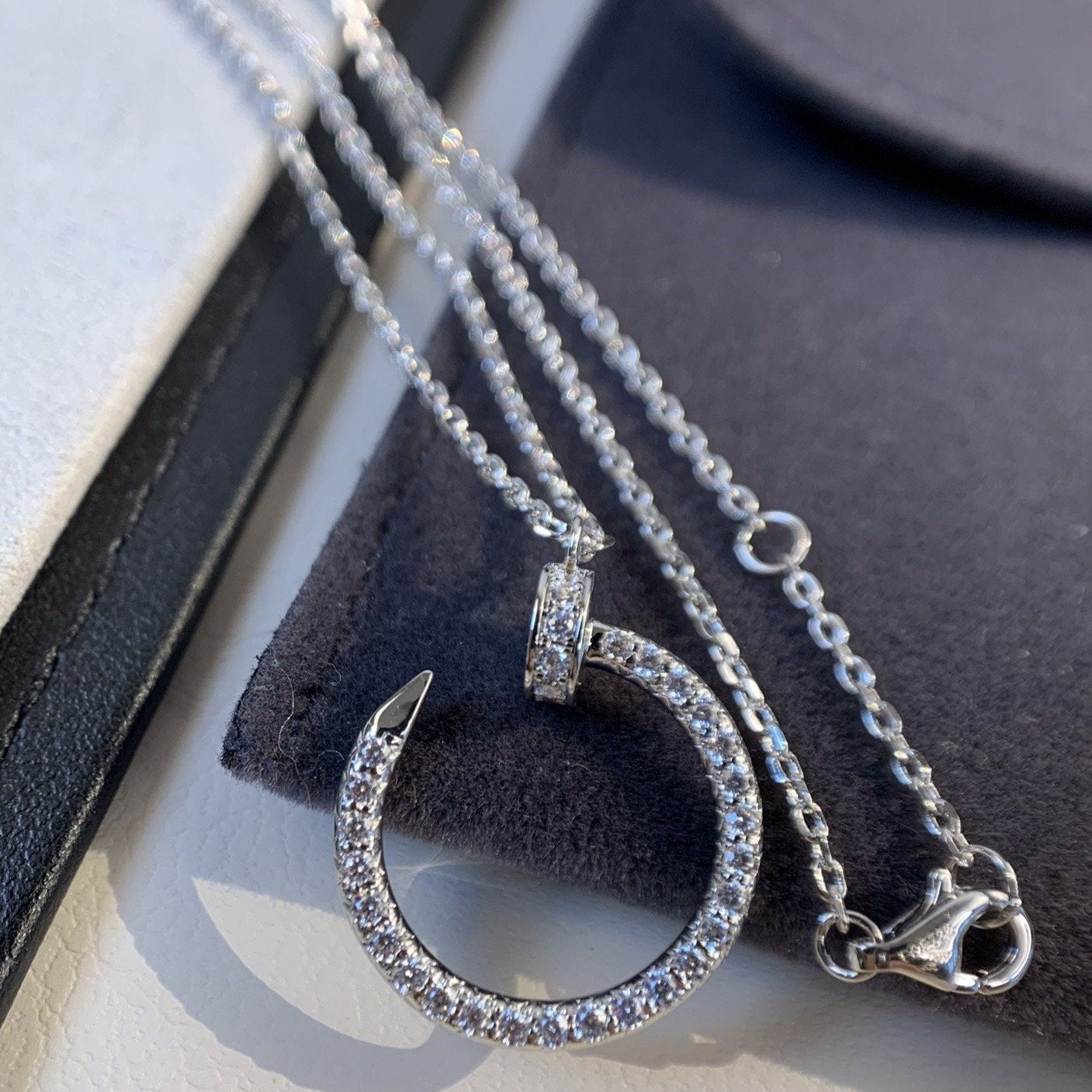 [moco jewelrys]JUSTE NECKLACE SILVER DIAMONDS