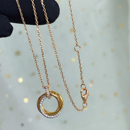 [moco jewelrys]TRINITY NECKLACE SILVER GOLD PINK GOLD DIAMONDS