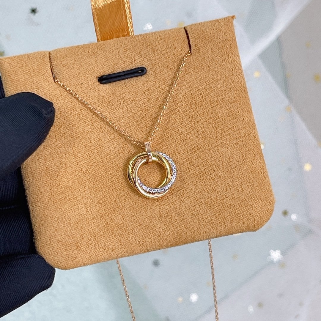 [moco jewelrys]TRINITY NECKLACE SILVER GOLD PINK GOLD DIAMONDS