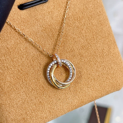 [moco jewelrys]TRINITY NECKLACE SILVER GOLD PINK GOLD DIAMONDS