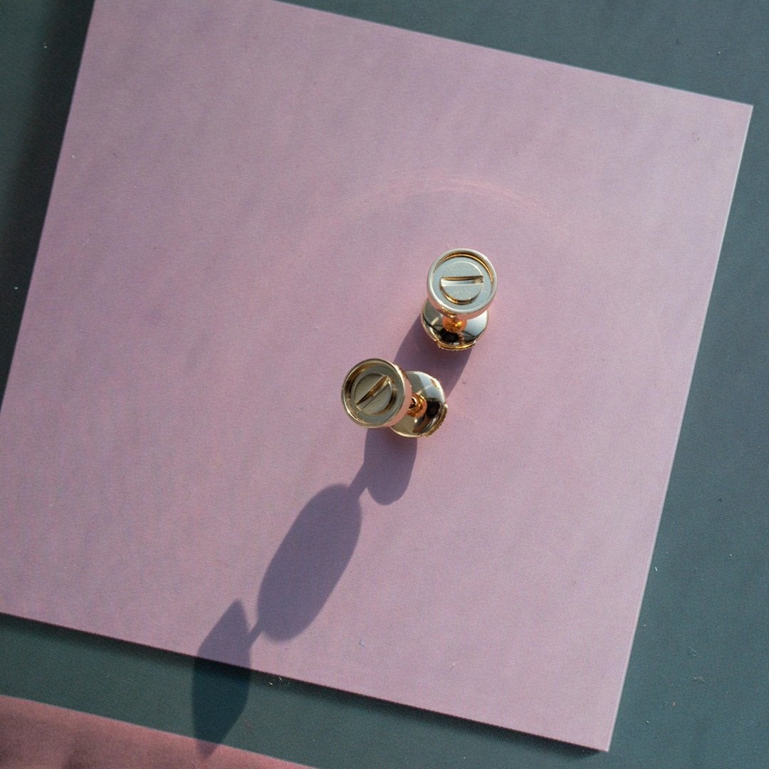 [moco jewelrys]LOVE EARRINGS PINK GOLD 10MM