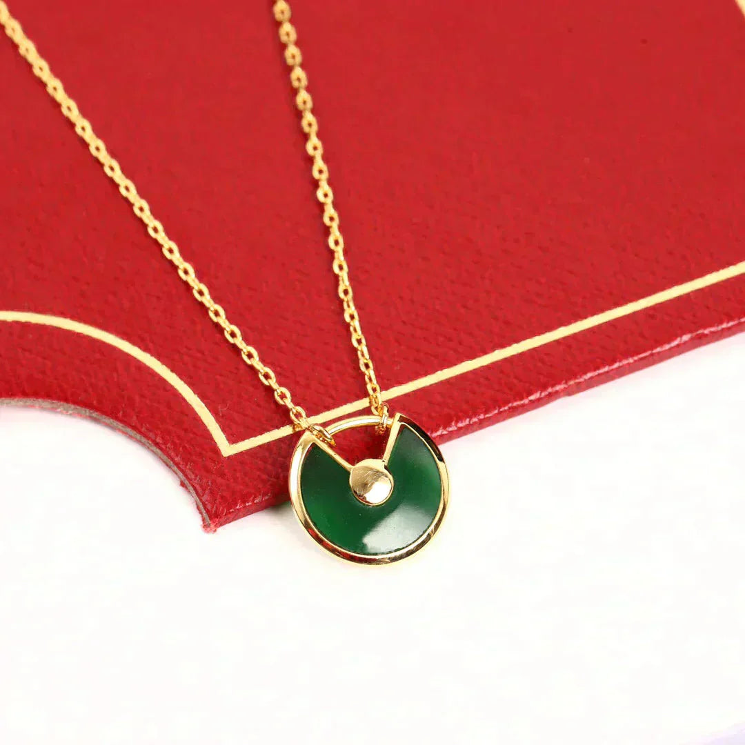 [moco jewelrys]AMULETTE GOLD MALACHITE NECKLACE