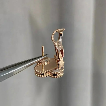 [moco jewelrys]CLOVER MEDIUM 1 MOTIFS  PINK MOP DIAMOND EARRINGS