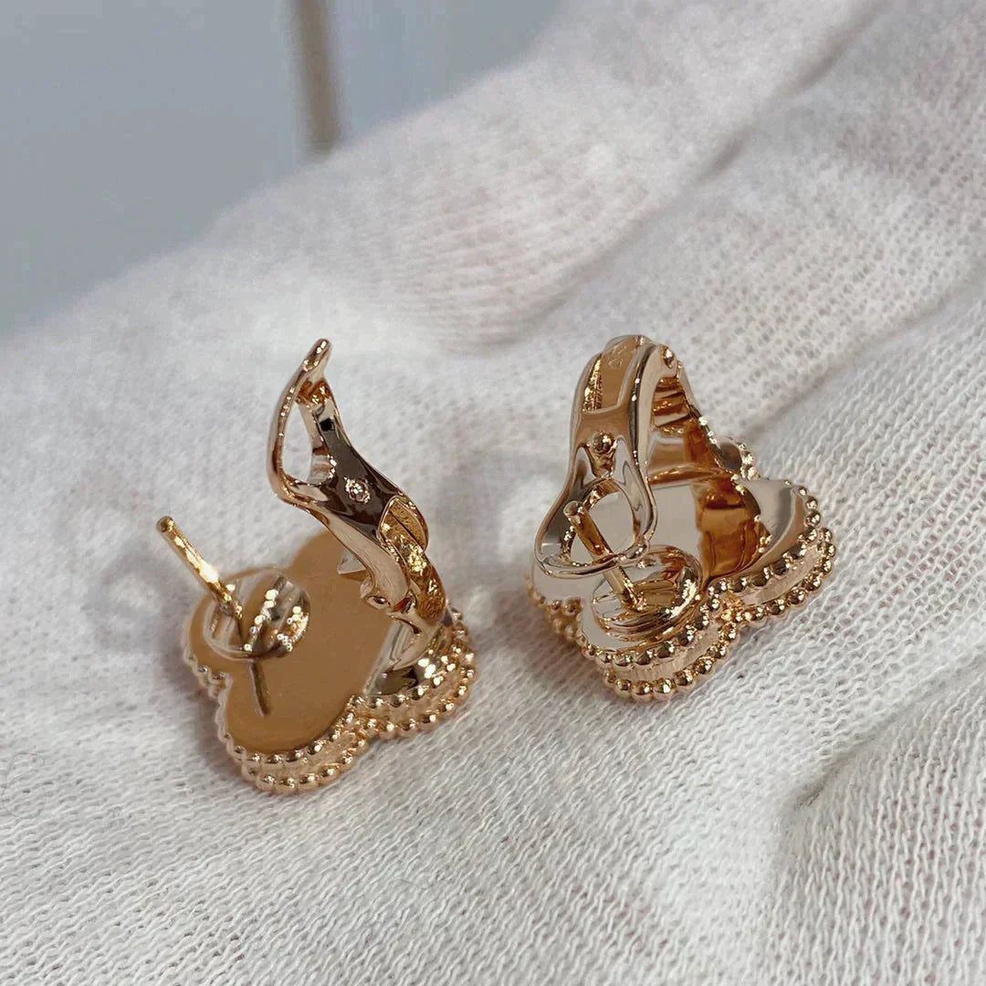 [moco jewelrys]CLOVER MEDIUM 1 MOTIFS CARNELIAN  DIAMOND earrings