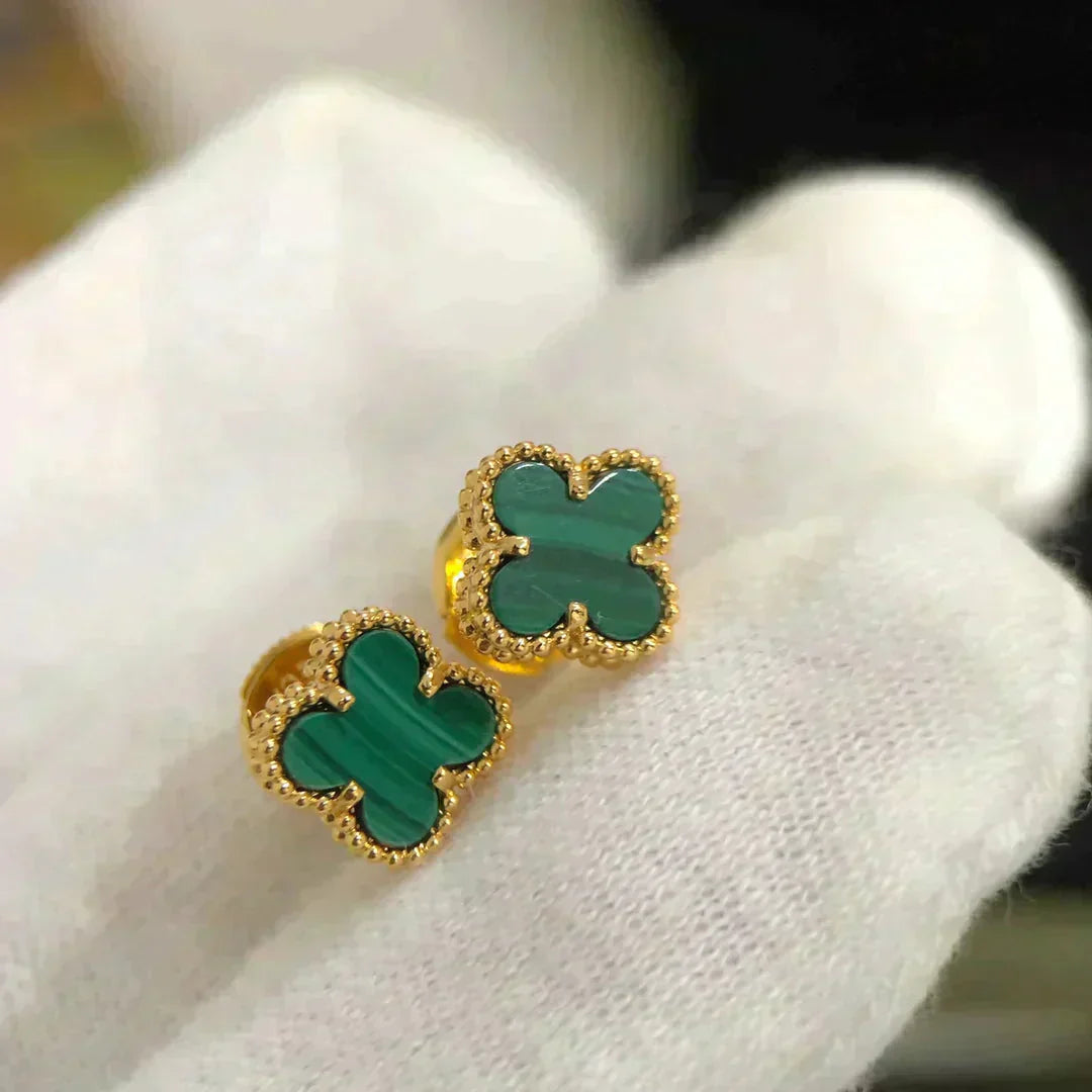 [moco jewelrys]CLOVER MINI 9.5MM MALACHITE  EARRINGS