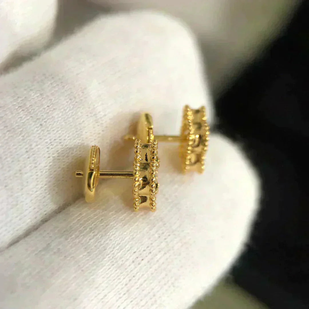 [moco jewelrys]CLOVER MINI 9.5MM MALACHITE  EARRINGS