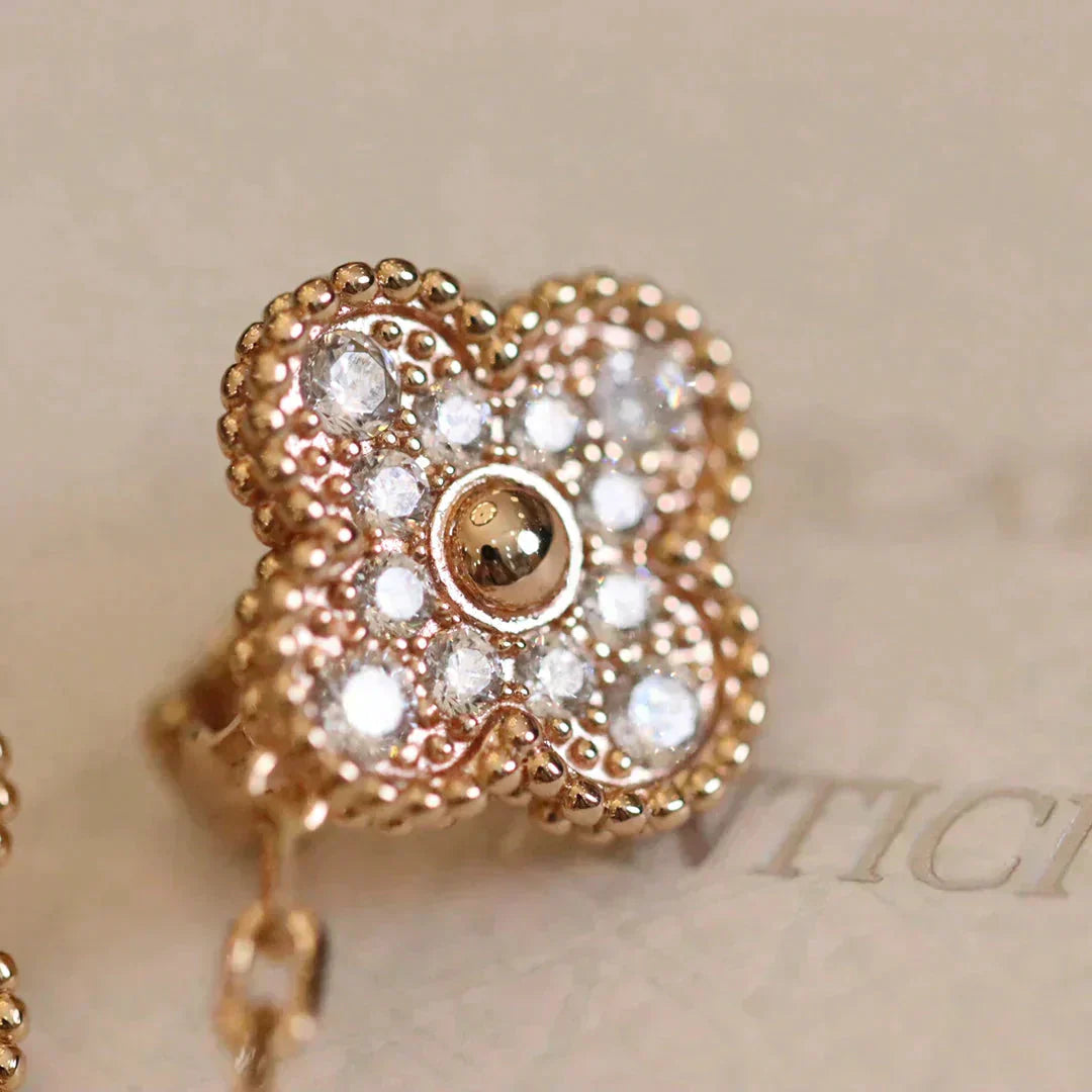 [moco jewelrys]CLOVER MEDIUM 1 MOTIFS FUll DIAMOND EARRINGS