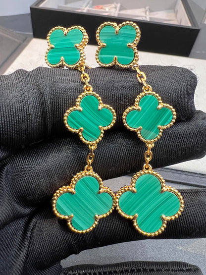 [moco jewelrys]CLOVER MALACHITE 3 MOTIFS GOLD