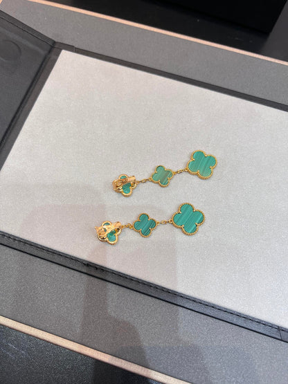 [moco jewelrys]CLOVER MALACHITE 3 MOTIFS GOLD
