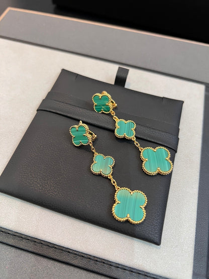 [moco jewelrys]CLOVER MALACHITE 3 MOTIFS GOLD