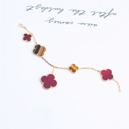 [moco jewelrys]CLOVER BRACELET 5 MOTIFS CARNELIAN TIGER EYE