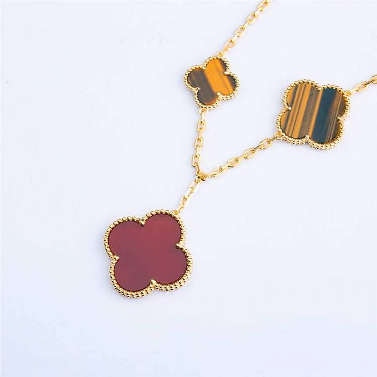 [moco jewelrys]CLOVER BRACELET 5 MOTIFS CARNELIAN TIGER EYE