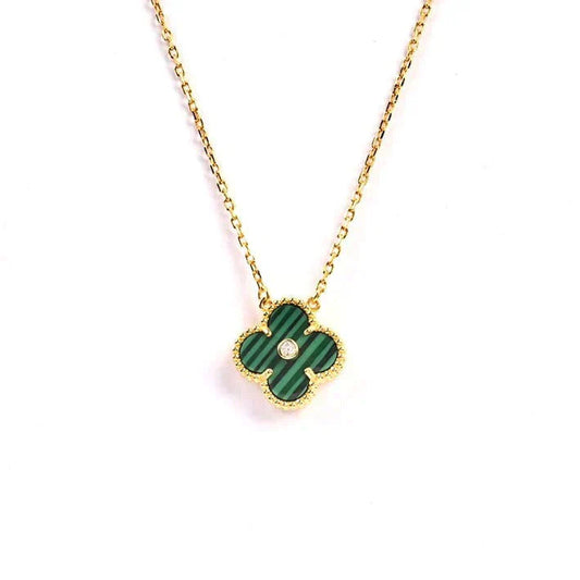 [moco jewelrys]CLOVER 15MM DIAMOND TURQUOISE NECKLACE