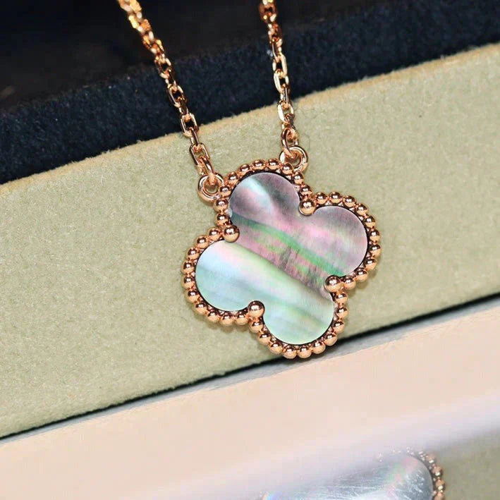 [moco jewelrys]CLOVER 15MM  GRAY MOTHER OF PEARL NECKLACE