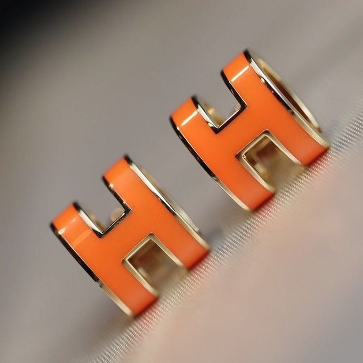 [moco jewelrys]MINI POP H EARRINGS ORANGE
