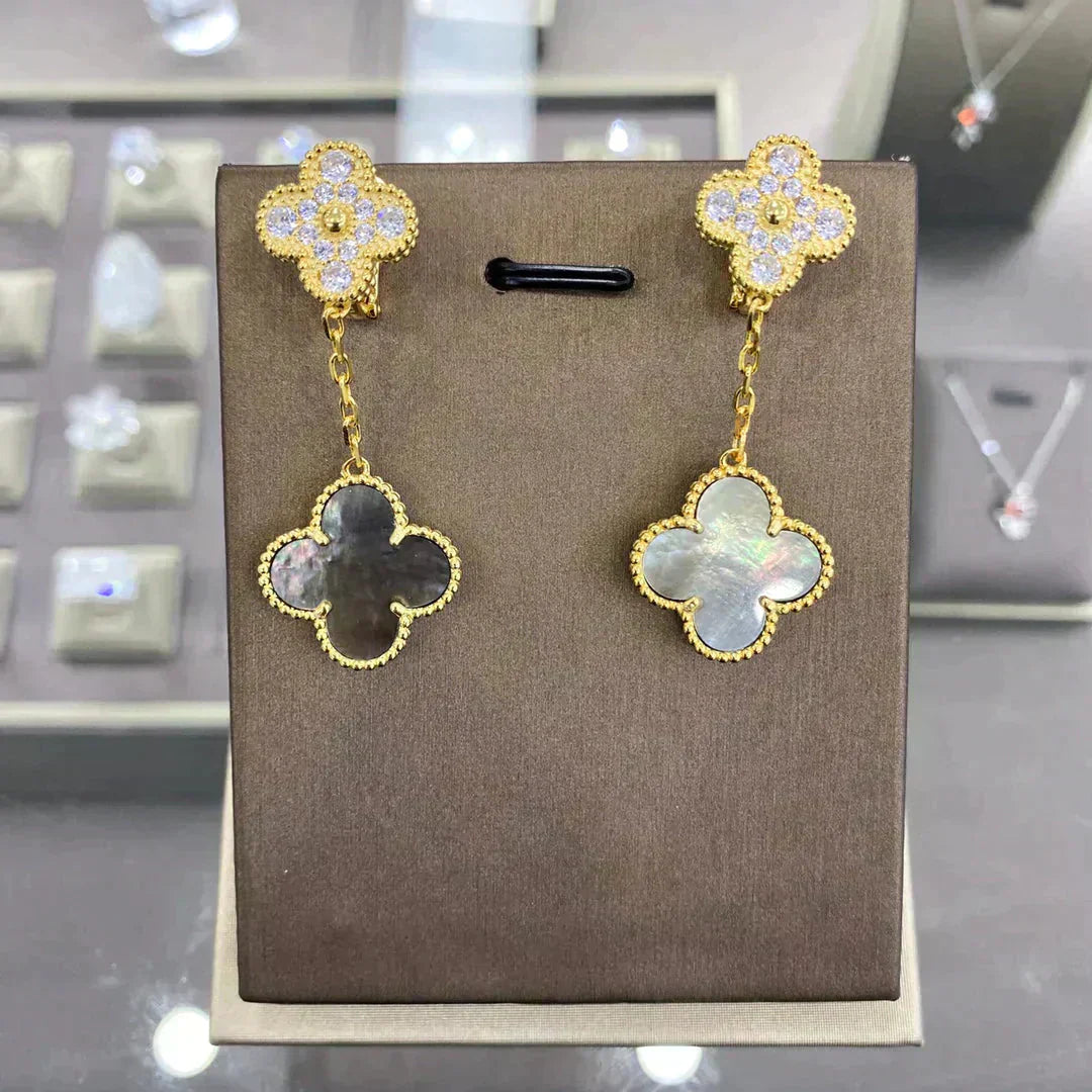 [moco jewelrys]CLOVER  2 MOTIFS  DIAMOND  EARRINGS (MULTIPLE CHOICESç´