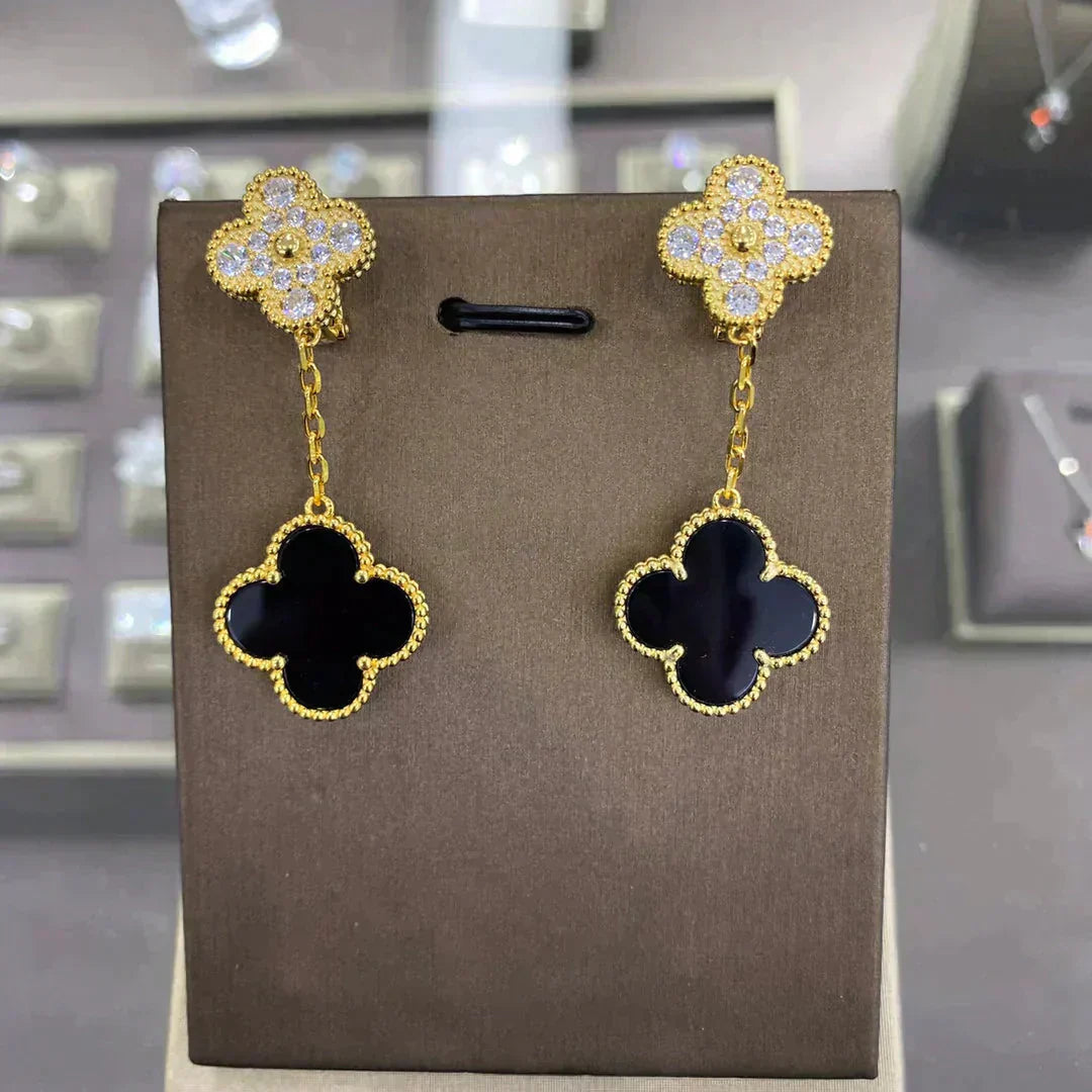 [moco jewelrys]CLOVER  2 MOTIFS  DIAMOND  EARRINGS (MULTIPLE CHOICESç´