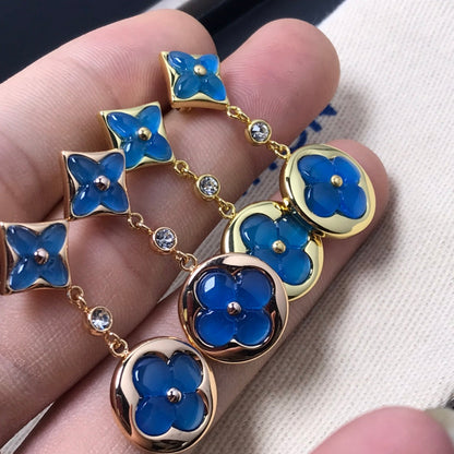 [moco jewelrys]STAR AND SUN AGATE DIAMOND EARRINGS