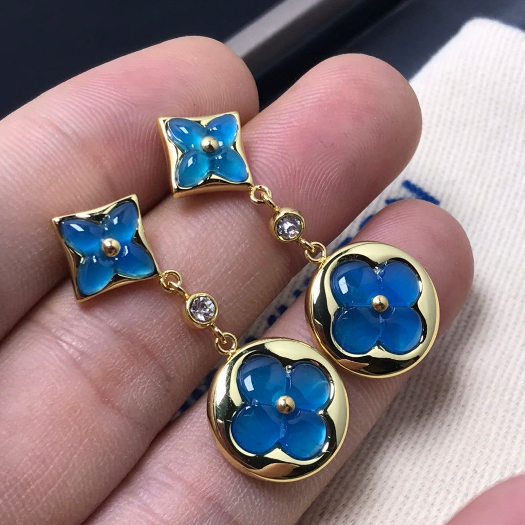 [moco jewelrys]STAR AND SUN AGATE DIAMOND EARRINGS