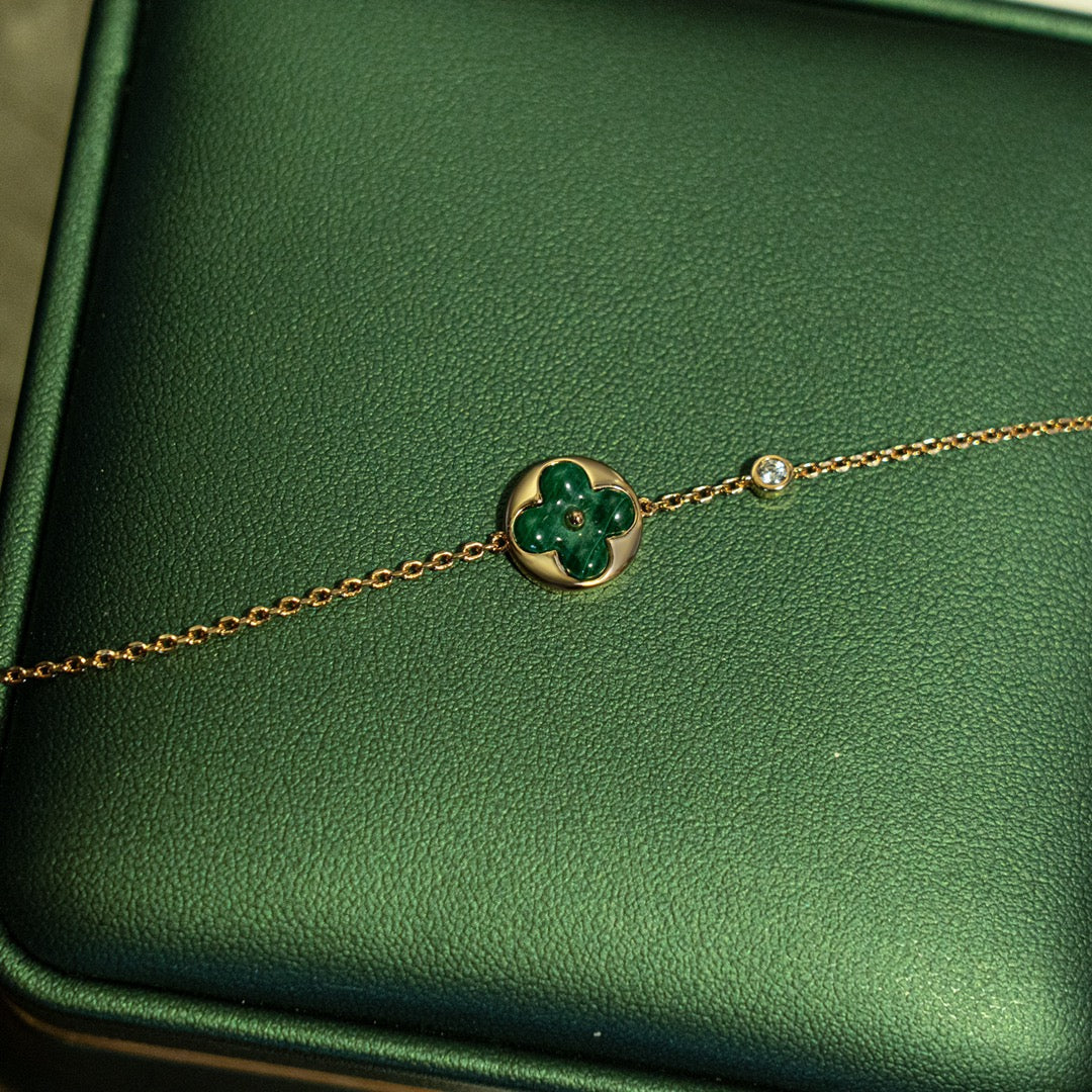 [moco jewelrys]SUN MALACHITE 1 DIAMOND PINK GOLD BRACELET