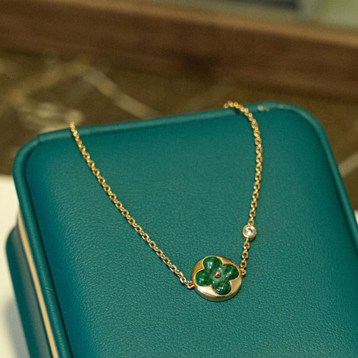 [moco jewelrys]SUN MALACHITE 1 DIAMOND PINK GOLD BRACELET