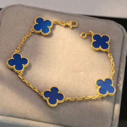 [Moco jewelrys] CLOVER 5 MOTIF BLUE AGATE BRACELET COLLECTION