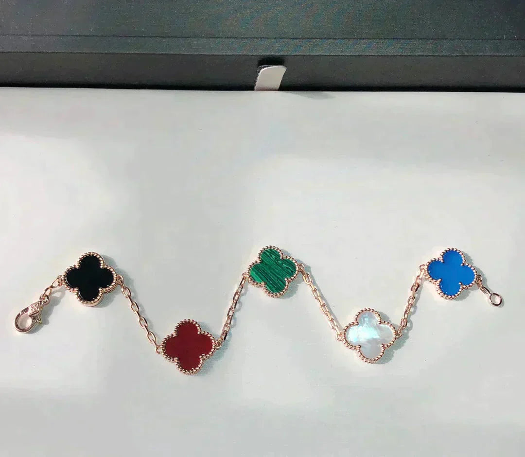 [Moco jewelrys]CLOVER 5 MOTIFS MULTICOLOR BRACELET