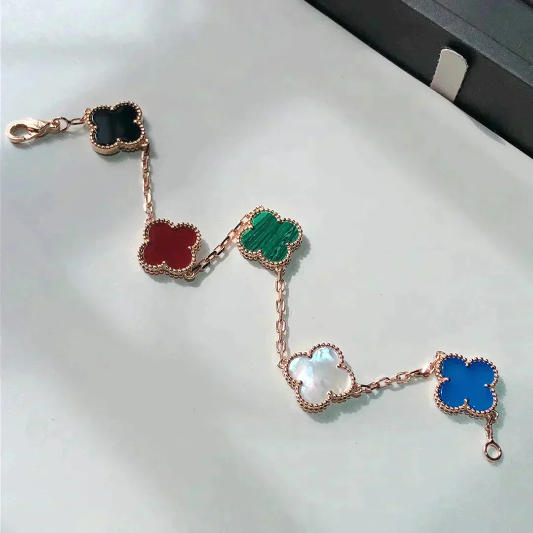 [Moco jewelrys]CLOVER 5 MOTIFS MULTICOLOR BRACELET