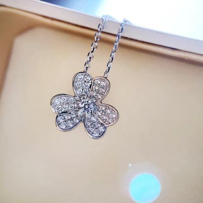 [moco jewelrys]CLOVER DIAMOND NECKLACE SILVER