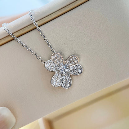 [moco jewelrys]CLOVER DIAMOND NECKLACE SILVER