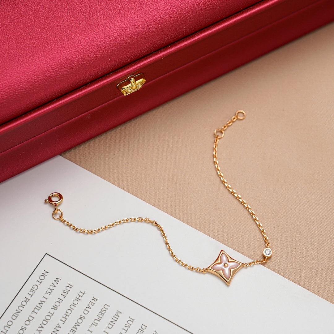 [moco jewelrys]STAR 1 DIAMOND PINK GOLD BRACELET