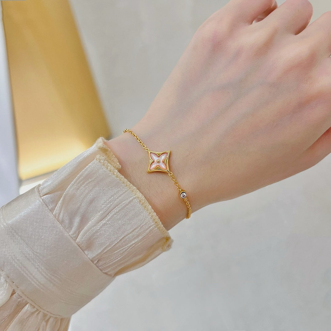 [moco jewelrys]STAR 1 DIAMOND PINK GOLD BRACELET