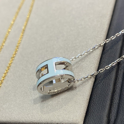 [moco jewelrys]POP H LIGHT BLUE NECKLACE
