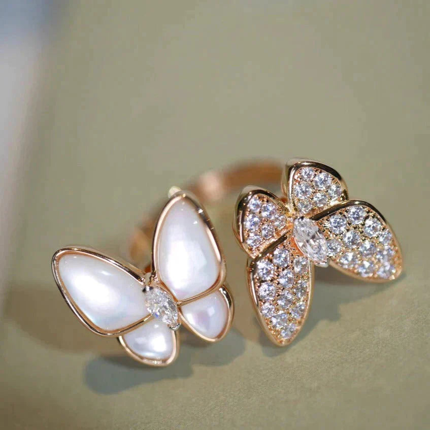 [moco jewelrys]TWIN BUTTERFLY DIAMOND MOP RING