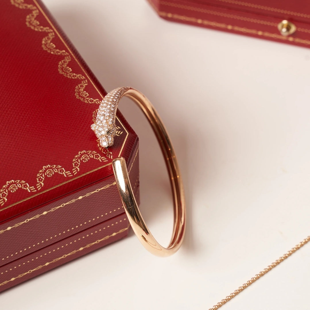 [moco jewelrys]PANTHERE ROSE GOLD DIAMOND OPEN BRACELET