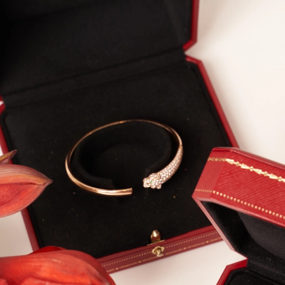 [moco jewelrys]PANTHERE ROSE GOLD DIAMOND OPEN BRACELET