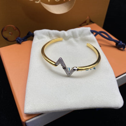 [moco jewelrys]VOLTE UPSITE DOWN DIAMOND GOLD OPEN BRACELET