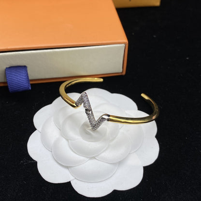 [moco jewelrys]VOLTE UPSITE DOWN DIAMOND GOLD OPEN BRACELET