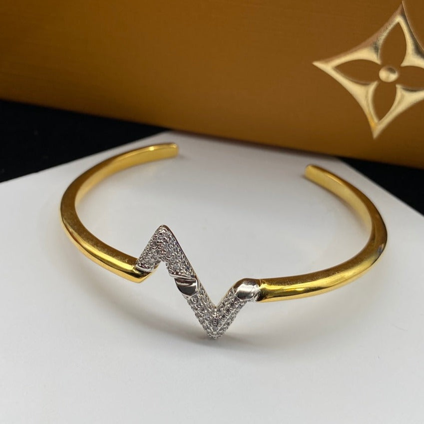 [moco jewelrys]VOLTE UPSITE DOWN DIAMOND GOLD OPEN BRACELET